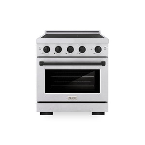 ZLINE Autograph Edition 30 in. 4.2 cu. ft. Paramount Induction Range with 4 Element Cooktop and Electric Convection Oven in Satin Stainless Steel with Matte Black Accents (SINRSZ-30-MB)