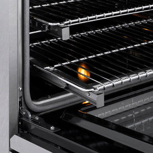 ZLINE Autograph Edition 36 in. 5.2 cu. ft. Paramount Induction Range with 5 Element Cooktop and Electric Convection Oven in Satin Stainless Steel with Champagne Bronze Accents (SINRSZ-36-CB) adjustable oven racks.