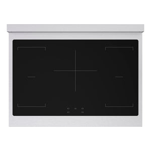 ZLINE Autograph Edition 36 in. 5.2 cu. ft. Paramount Induction Range with 5 Element Cooktop and Electric Convection Oven in Satin Stainless Steel with Black Matte Door and Polished Gold Accents (SINRSZ-BLM36-G) top-down, above induction cooktop.