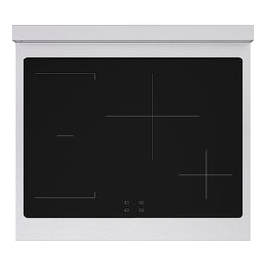 ZLINE Autograph Edition 30 in. 4.2 cu. ft. Paramount Induction Range with 4 Element Cooktop and Electric Convection Oven in Satin Stainless Steel with White Matte Door and Champagne Bronze Accents (SINRSZ-WM-30-CB) top-down, above induction cooktop.