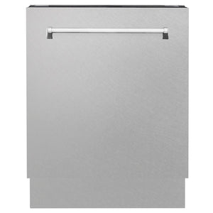 ZLINE 24 in. Tallac Series 3rd Rack Tall Tub Dishwasher with Satin Stainless Steel Panel and Stainless Steel Tub, 51dBa (DWV-SN-24) front.