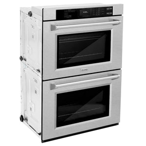 ZLINE 30 in. Professional True Convection Double Wall Oven with Air Fry and Self Clean in Satin Stainless Steel (WADS-30) side.