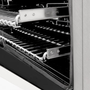 ZLINE 24 in. 2.8 cu. ft. Legacy Dual Fuel Range with 4 Burner Gas Cooktop and Electric Convection Oven in Satin Stainless Steel and White Matte Door (RAS-WM-24) oven racks.