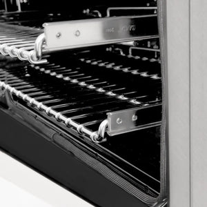 ZLINE 24 in. 2.8 cu. ft. Legacy Dual Fuel Range with 4 Burner Gas Cooktop and Electric Convection Oven in Satin Stainless Steel and White Matte Door (RAS-WM-24) oven racks.