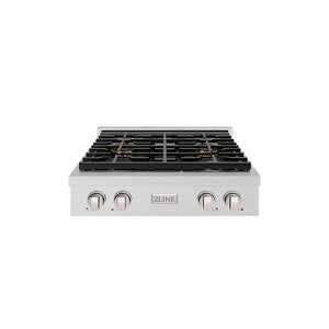 ZLINE 30 in. Paramount Gas Rangetop with 4 Burner DuoPro™ Cooktop in Satin Stainless Steel (PSRTS-30)