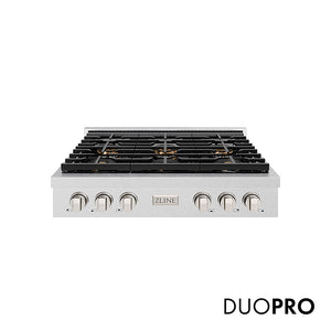 ZLINE 36 in. Paramount Gas Rangetop with 6 Burner DuoPro™ Cooktop in Satin Stainless Steel (PSRTS-36)