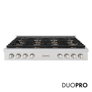 ZLINE 48 in. Paramount Gas Rangetop with 8 Burner DuoPro™ Cooktop in Satin Stainless Steel (PSRTS-48)