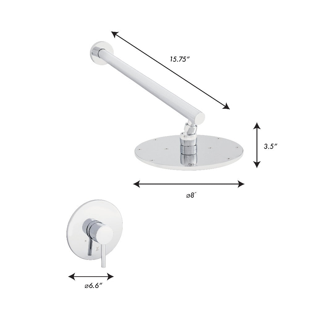 ZLINE El Dorado Shower Faucet in Chrome (ELD-SHF-CH) dimensional diagram.