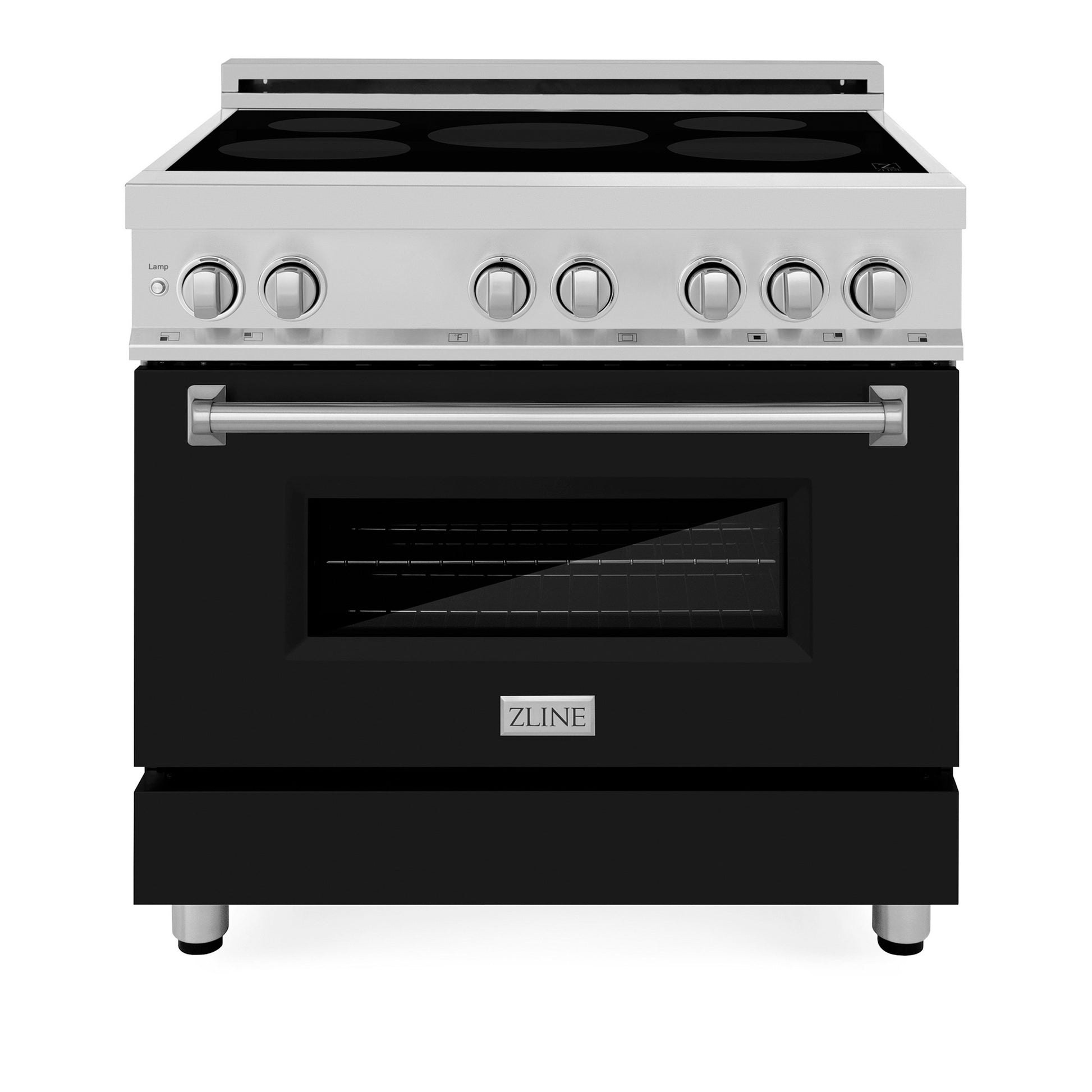 ZLINE 36 in. 4.6 cu. ft. Legacy Induction Range with 5 Element Cooktop and Electric Oven in Stainless Steel and Black Matte Door (RAIND-BLM-36)