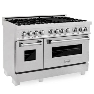 ZLINE 48 in. Kitchen Package with Satin Stainless Dual Fuel Range, Ducted Vent Range Hood and Tall Tub Dishwasher (3KP-RASRH48-DWV) 
