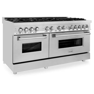 ZLINE 60 in. 7.4 cu. ft. Legacy Dual Fuel Range with 9 Burner Gas Cooktop and 2 Electric Convection Ovens in Stainless Steel (RA60) main image.