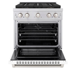 ZLINE 30 in. 4.2 cu. ft. Paramount Dual Fuel Range with 4 Burner DuoPro™ Cooktop and Electric Convection Oven with White Matte Door (PSDR-WM-30)
