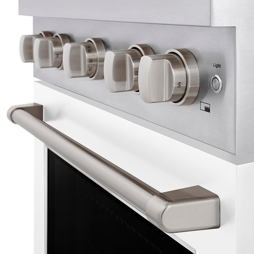 ZLINE 30 in. 4.2 cu. ft. Paramount Dual Fuel Range with 4 Burner DuoPro™ Cooktop and Electric Convection Oven with White Matte Door (PSDR-WM-30)