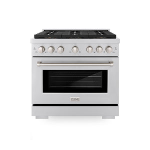 ZLINE 36 in. 5.2 cu. ft. Paramount Dual Fuel Range with 6 Burner DuoPro™ Cooktop and Electric Convection Oven in Stainless Steel (PSDR36)