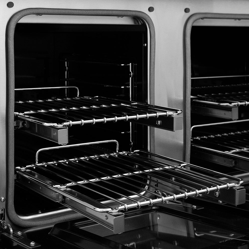 ZLINE Autograph Edition 48 in. 6.7 cu. ft. Paramount Dual Fuel Range with 8 Burner DuoPro™ Cooktop and Dual Ovens with White Matte Doors and Matte Black Accents (PSDRZ-WM-48-MB) oven racks.