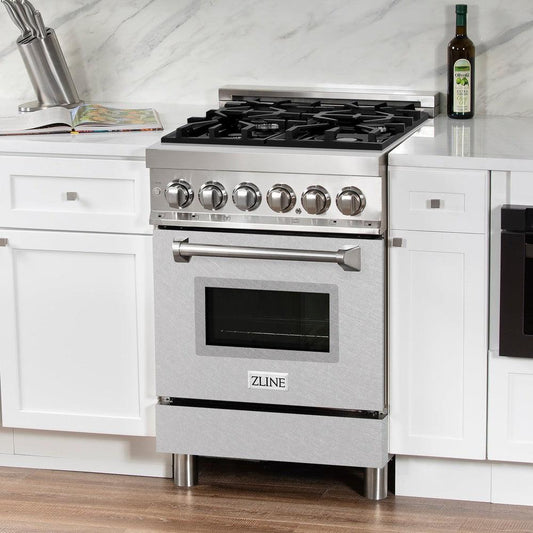 ZLINE 24 in. Professional Dual Fuel Range in Stainless Steel with DuraSnow® Stainless Door (RA-SN-24)-Ranges-RA-SN-24 ZLINE Kitchen and Bath