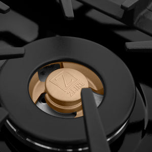 ZLINE 36 in. Gas Cooktop with 6 Brass Burners and Black Porcelain Top (RC-BR-36-PBT)