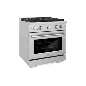 ZLINE 30 in. 4.2 cu. ft. Paramount Dual Fuel Range with 4 Burner Gas Cooktop and Electric Convection Oven in Stainless Steel (SDR30) main image.