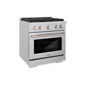 ZLINE 30 in. 4.2 cu. ft. Paramount Dual Fuel Range with 4 Burner Gas Cooktop and Electric Convection Oven in Stainless Steel (SDR30)