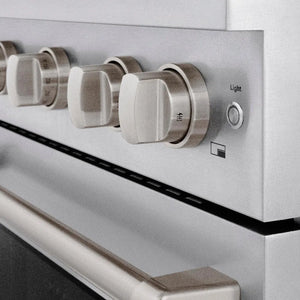 ZLINE 30 in. 4.2 cu. ft. Paramount Dual Fuel Range with 4 Burner Gas Cooktop and Electric Convection Oven in Stainless Steel (SDR30) knobs.