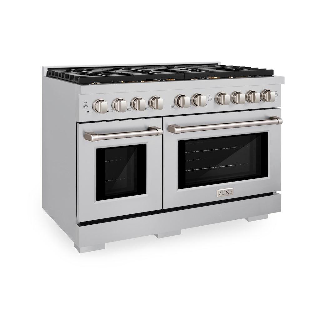 ZLINE 48 In. Freestanding Gas Range in Stainless Steel with Brass Burners (SGR-BR-48) 