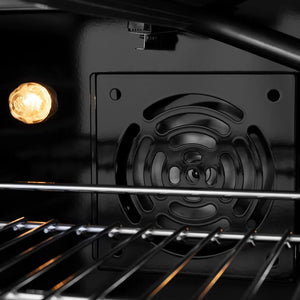 ZLINE 30 in. 4.2 cu. ft. Paramount Gas Range with 4 Burner Cooktop and Convection Gas Oven in Stainless Steel (SGR30) convection fan and lighting inside oven.