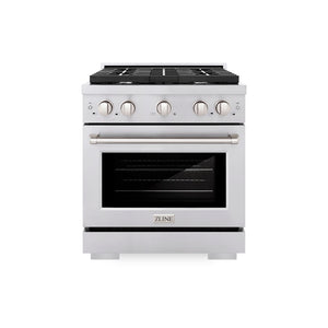 ZLINE 30 in. 4.2 cu. ft. Paramount Gas Range with 4 Burner Cooktop and Convection Gas Oven in Stainless Steel (SGR30) front.