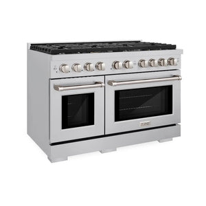 ZLINE 48 in. 6.7 cu. ft. Paramount Double Oven Gas Range with 8 Burner Cooktop in Stainless Steel (SGR48) main image.