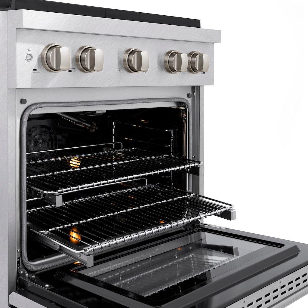 ZLINE 30 in. 4.2 cu. ft. 4 Burner Gas Range with Convection Gas Oven in DuraSnow® Stainless Steel (SGRS-30) 