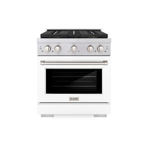 ZLINE 30 in. 4.2 cu. ft. Paramount Gas Range with 4 Burner DuoPro™ Cooktop and Convection Gas Oven with White Matte Door (PSGR-WM-30)
