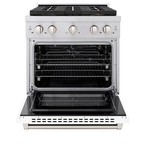 ZLINE 30 in. 4.2 cu. ft. Paramount Gas Range with 4 Burner DuoPro™ Cooktop and Convection Gas Oven with White Matte Door (PSGR-WM-30)