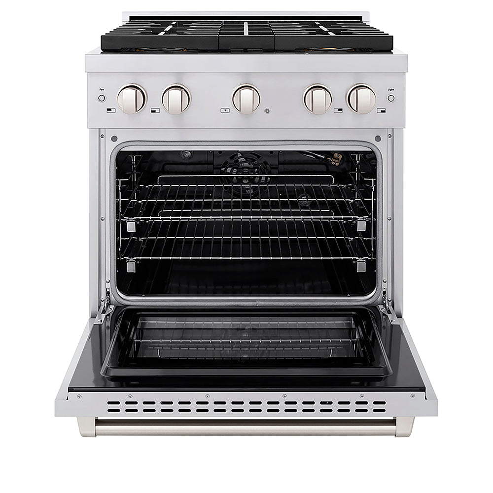 ZLINE 30 in. 4.2 cu. ft. Paramount Gas Range with 4 Burner DuoPro™ Cooktop and Convection Gas Oven in Stainless Steel (PSGR30)