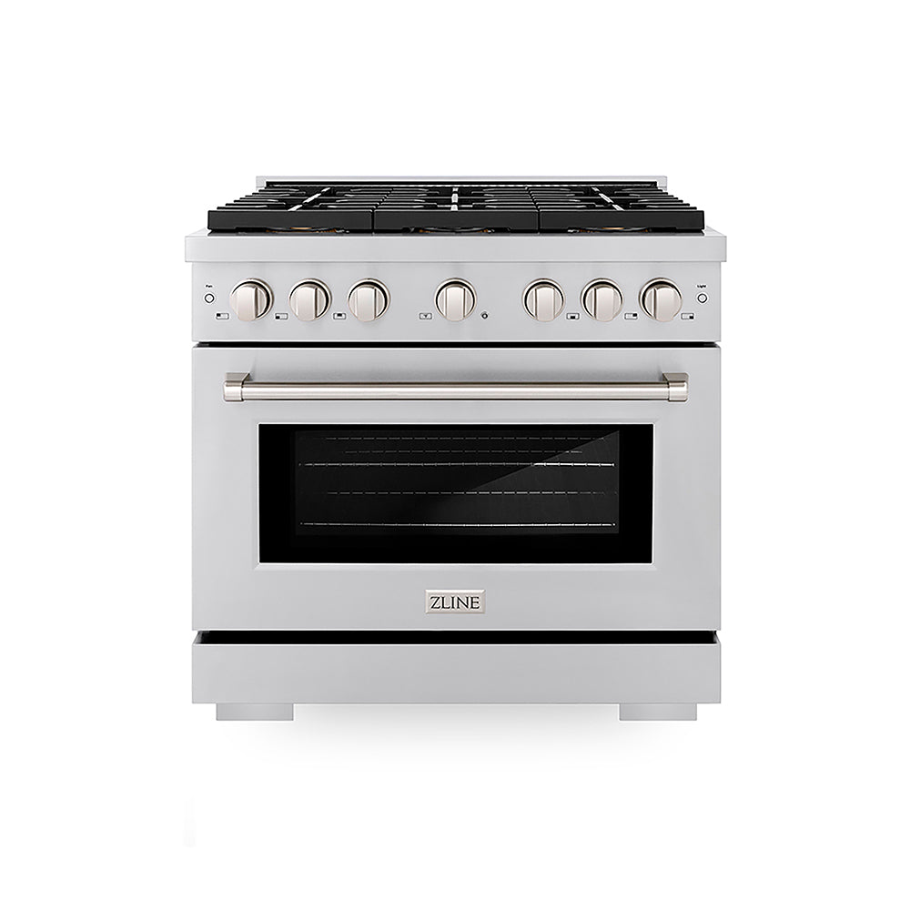 ZLINE 36 in. 5.2 cu. ft. Paramount Gas Range with 6 Burner DuoPro™ Cooktop and Convection Gas Oven in Stainless Steel (PSGR36)