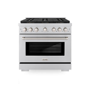 ZLINE 36 in. 5.2 cu. ft. Paramount Gas Range with 6 Burner DuoPro™ Cooktop and Convection Gas Oven in Stainless Steel (PSGR36)