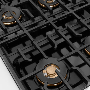 ZLINE Autograph Edition 30 in. 4.2 cu. ft. Paramount Gas Range with 4 Burner DuoPro™ Cooktop and Convection Gas Oven in Stainless Steel with Matte Black Accents (PSGRZ-30-MB) DuoPro™ burner spread and grates.