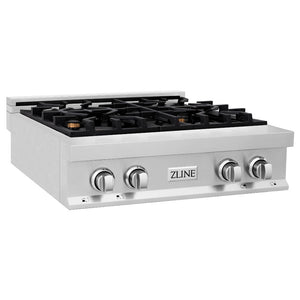 ZLINE 30 in. Legacy Gas Rangetop with 4 Brass Burners and Porcelain Cooktop in Stainless Steel (RT-BR-30) side.