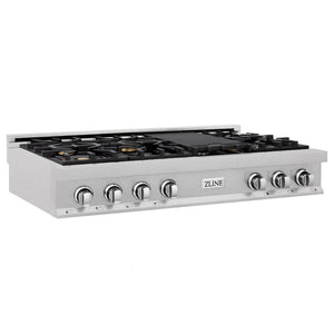 ZLINE 48 in. Legacy Gas Rangetop with 6 Brass Burners and Porcelain Cooktop in DuraSnow® Stainless Steel (RTS-BR-48)