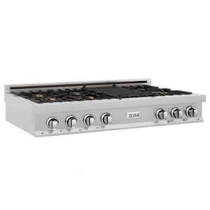 ZLINE 48 in. Legacy Gas Rangetop with 6 Brass Burners and Porcelain Cooktop in Satin Stainless Steel (RTS-BR-48) main image.