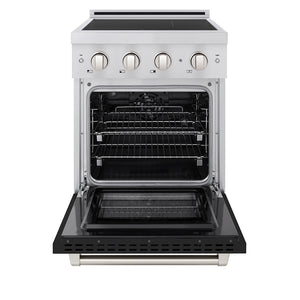 ZLINE 24 in. 3.2 cu. ft. Paramount Induction Range with 3 Element Cooktop and Electric Convection Oven in Stainless Steel with Black Matte Door (SINR-BLM-24)