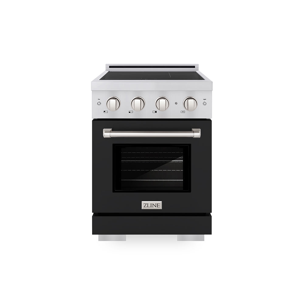 ZLINE 24 in. 3.2 cu. ft. Paramount Induction Range with 3 Element Cooktop and Electric Convection Oven in Stainless Steel with Black Matte Door (SINR-BLM-24)