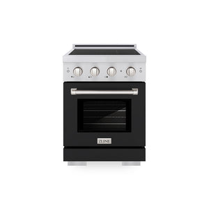 ZLINE 24 in. 3.2 cu. ft. Paramount Induction Range with 3 Element Cooktop and Electric Convection Oven in Stainless Steel with Black Matte Door (SINR-BLM-24)
