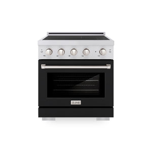 ZLINE 30 in. 4.2 cu. ft. Paramount Induction Range with 4 Element Cooktop and Electric Convection Oven in Stainless Steel with Black Matte Door (SINR-BLM-30)
