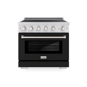 ZLINE 36 in. 5.2 cu. ft. Paramount Induction Range with 5 Element Cooktop and Electric Convection Oven in Stainless Steel with Black Matte Door (SINR-BLM-36)