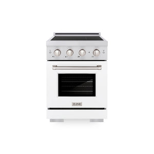 ZLINE 24 in. 3.2 cu. ft. Paramount Induction Range with 3 Element Cooktop and Electric Convection Oven in Stainless Steel with White Matte Door (SINR-WM-24)