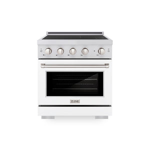 ZLINE 30 in. 4.2 cu. ft. Paramount Induction Range with 4 Element Cooktop and Electric Convection Oven in Stainless Steel with White Matte Door (SINR-WM-30)