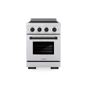 ZLINE Autograph Edition 24 in. 3.2 cu. ft. Paramount Induction Range with 3 Element Cooktop and Electric Convection Oven in Stainless Steel with Matte Black Accents (SINRZ-24-MB)