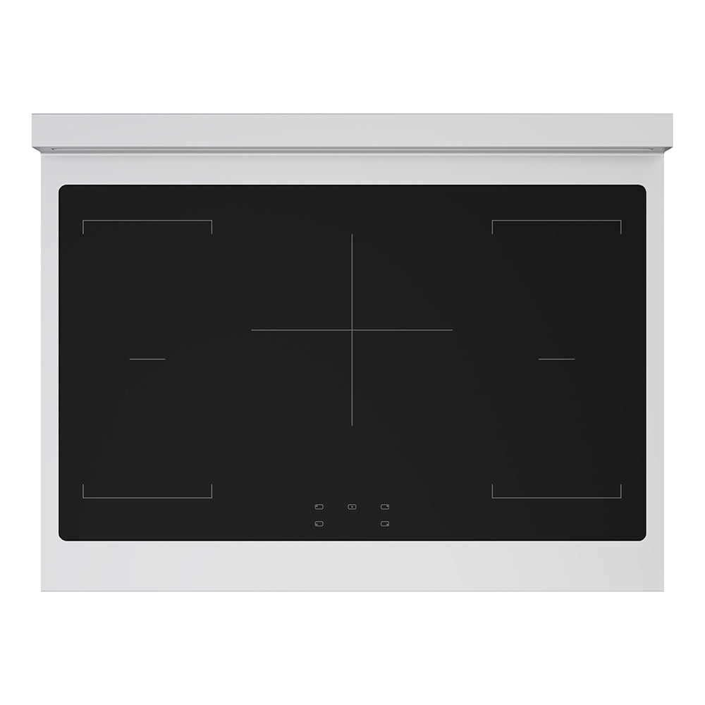 ZLINE Autograph Edition 36 in. 5.2 cu. ft. Paramount Induction Range with 5 Element Cooktop and Electric Convection Oven in Stainless Steel with Champagne Bronze Accents (SINRZ-36-CB) top-down, above cooktop.