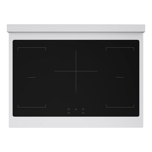 ZLINE Autograph Edition 36 in. 5.2 cu. ft. Paramount Induction Range with 5 Element Cooktop and Electric Convection Oven in Stainless Steel with Champagne Bronze Helix Handle and Knob Accents (SINRZ-36-KCB) top-down, above induction cooktop.
