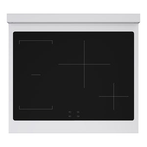 ZLINE Autograph Edition 30 in. 4.2 cu. ft. Paramount Induction Range with 4 Element Cooktop and Electric Convection Oven in Stainless Steel with White Matte Door and Matte Black Accents (SINRZ-WM-30-MB) top-down, above induction cooktop.