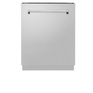 ZLINE 24 in. Tallac Series 3rd Rack Tall Tub Dishwasher in Stainless Steel, 51dBa (DWV-304-24) front, closed.